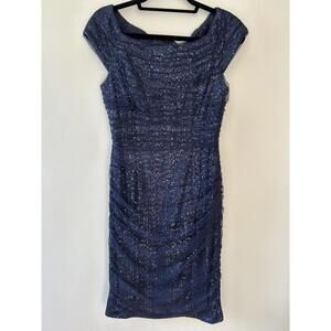 Ralph Lauren Sleeveless Dark Blue Sparkling Cocktail Short Dress Size 8